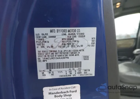 2006 Ford Escape Xlt/Xlt Sport from USA, damaged, VIN 1FMCU93136KA28796